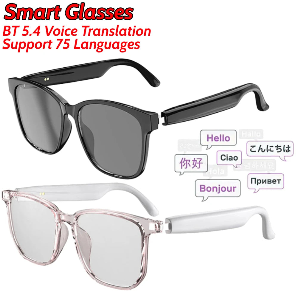 Smart Glasses Earphones Support 75 Languages Automatic Voice Translation AI Glasses for Travel Business Meeting