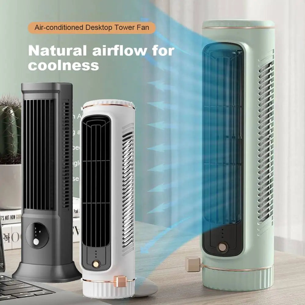 USB Rechargeable Desk Tower Fan 3 Speeds Summer Ventilation Fan Desktop Cooling Fan Portable Fan for Home Camping Fans