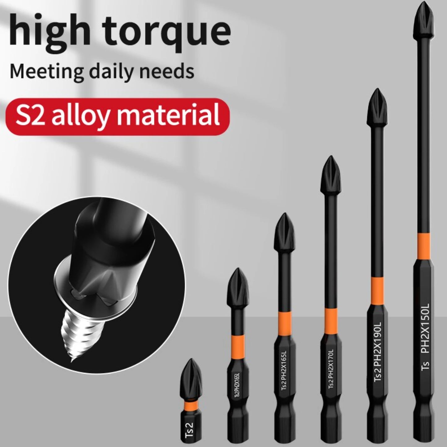 6PCS Cross Screwdriver Strong anti Slip High Hardness Screwdriver Tool Drill Extended Hexagonal