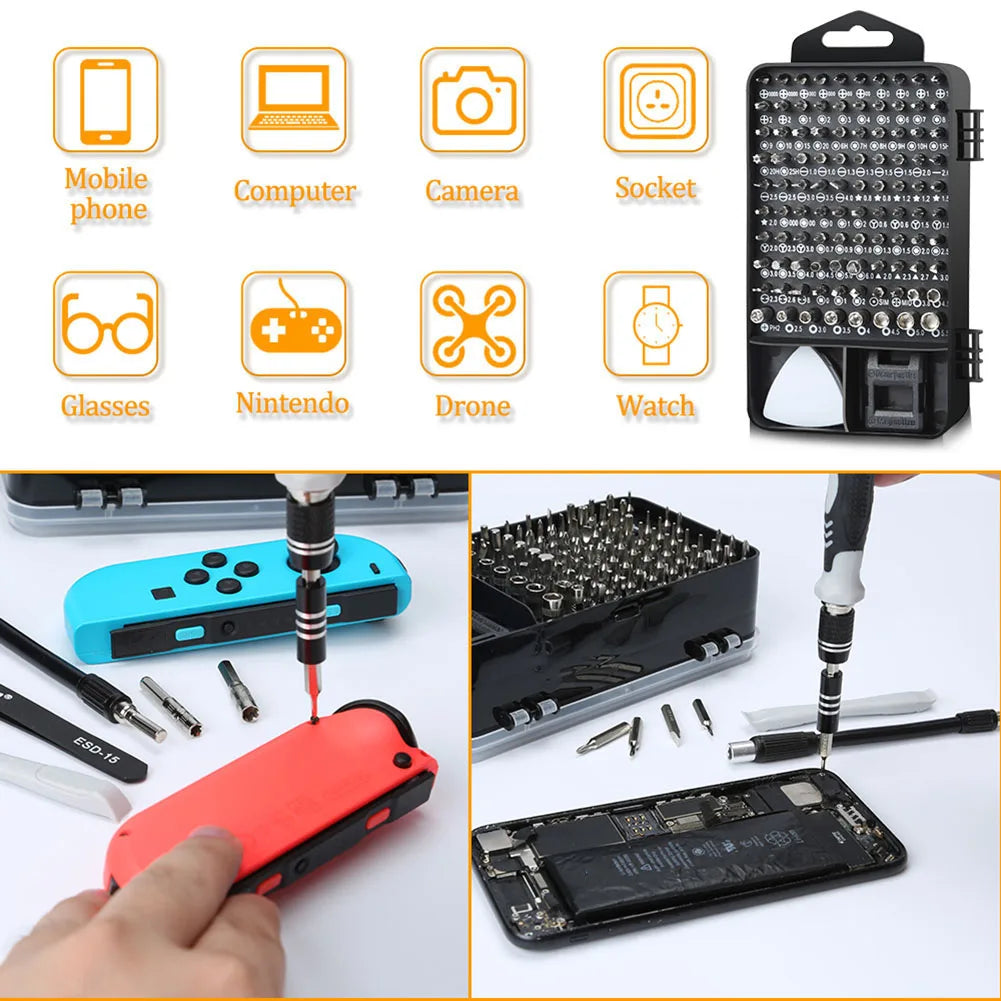 115 in 1 Screwdriver Set Anti-Slip Handle Magnetic Screwdriver for DIY Work Small Electronic Devices Disassembly Tools