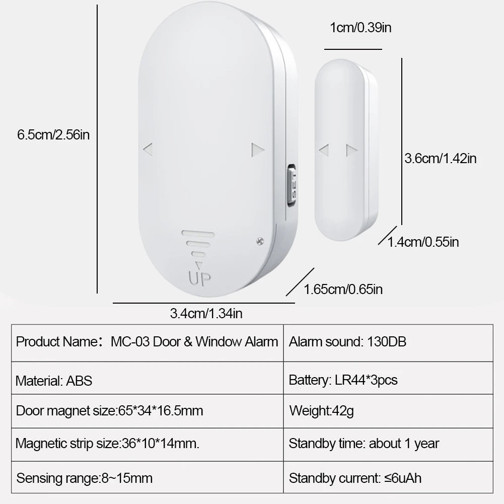 Burglar Alarm 130Db Home Security Alarm Magnetic Sensor Door and Window Open Sensor Chime for Home Garage Apartment and More
