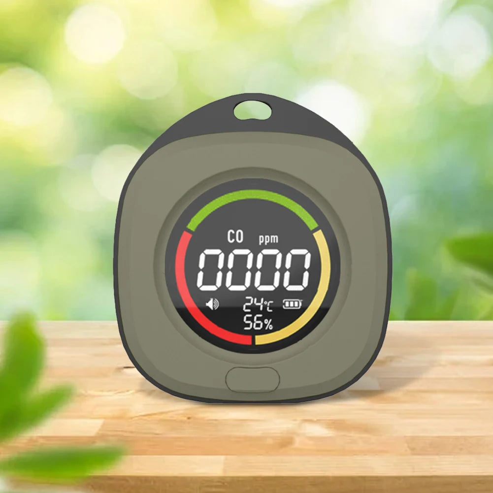 3 in 1 Portable Gas Detector Rechargeable CO Air Quality Monitor 120HR Standby CO Detector Alarm Temp Humidity Sensor for Travel