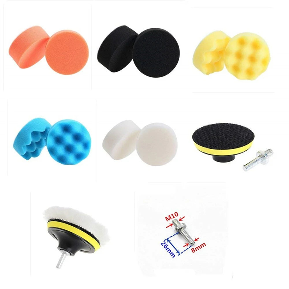 22Pcs 3 Inch Foam Pad Buffer Kit Reusable Car Buffing Pads Sponge Foam Kit Washable Wool Fiber for Auto Polishing Sanding Waxing