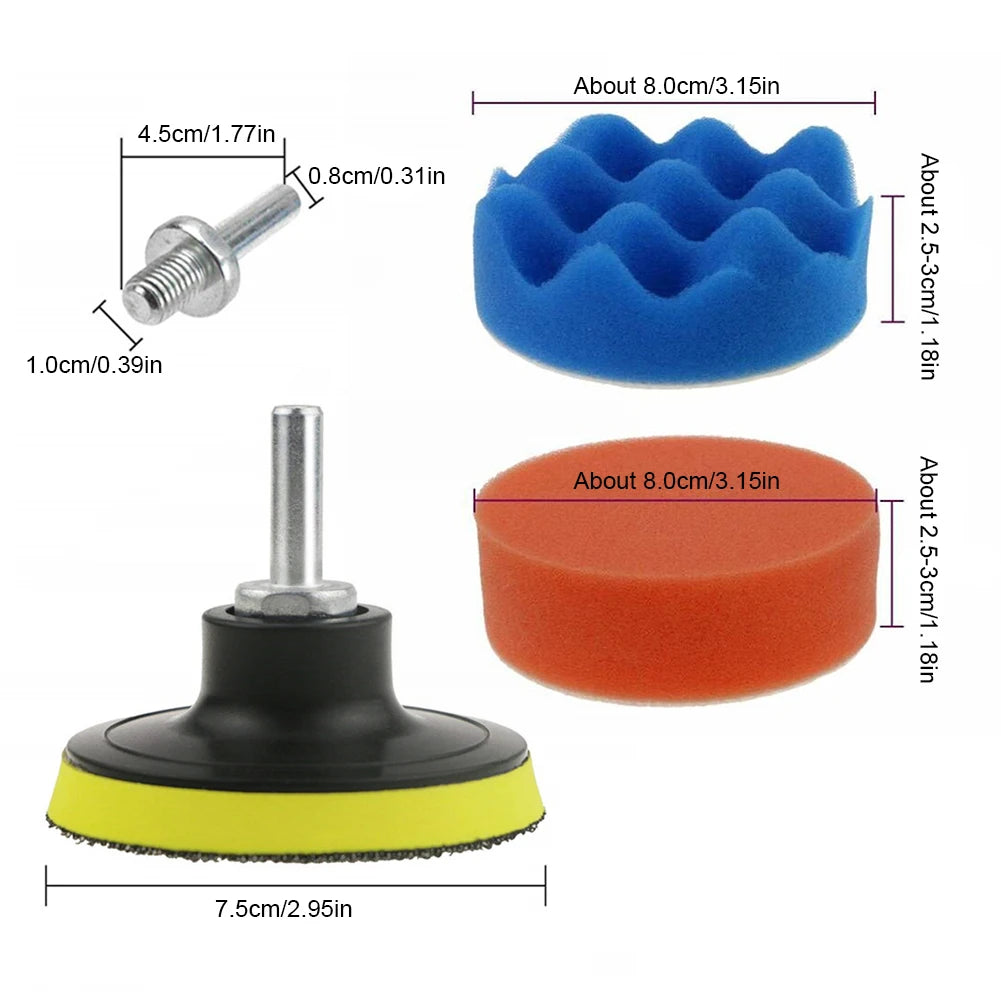 22Pcs 3 Inch Foam Pad Buffer Kit Reusable Car Buffing Pads Sponge Foam Kit Washable Wool Fiber for Auto Polishing Sanding Waxing