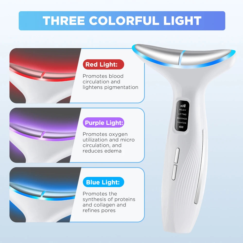 LED Neck Beauty Device EMS Facial Lifting Firming Massage Beauty Machine Skin Care Vibration Facial Massager Double Chin Remover