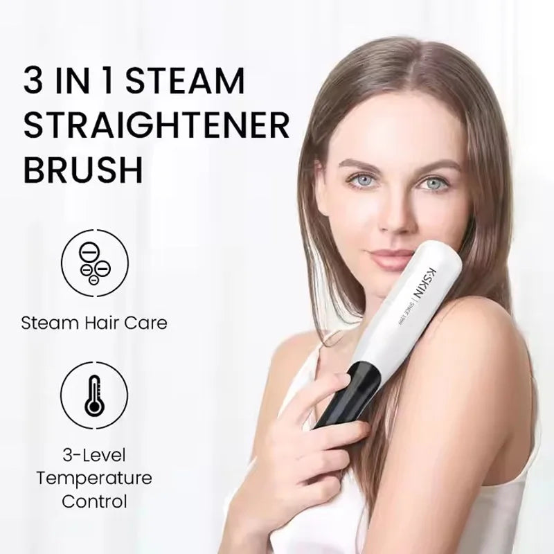 Professional Hair Straightener Steampod Hot Mist Steam Iron with Water Brush Anti-Scald Negative Ion Ceramic Comb Curling Hair