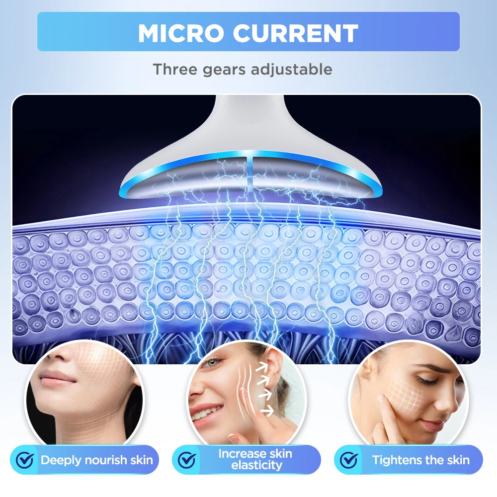 LED Neck Beauty Device EMS Facial Lifting Firming Massage Beauty Machine Skin Care Vibration Facial Massager Double Chin Remover