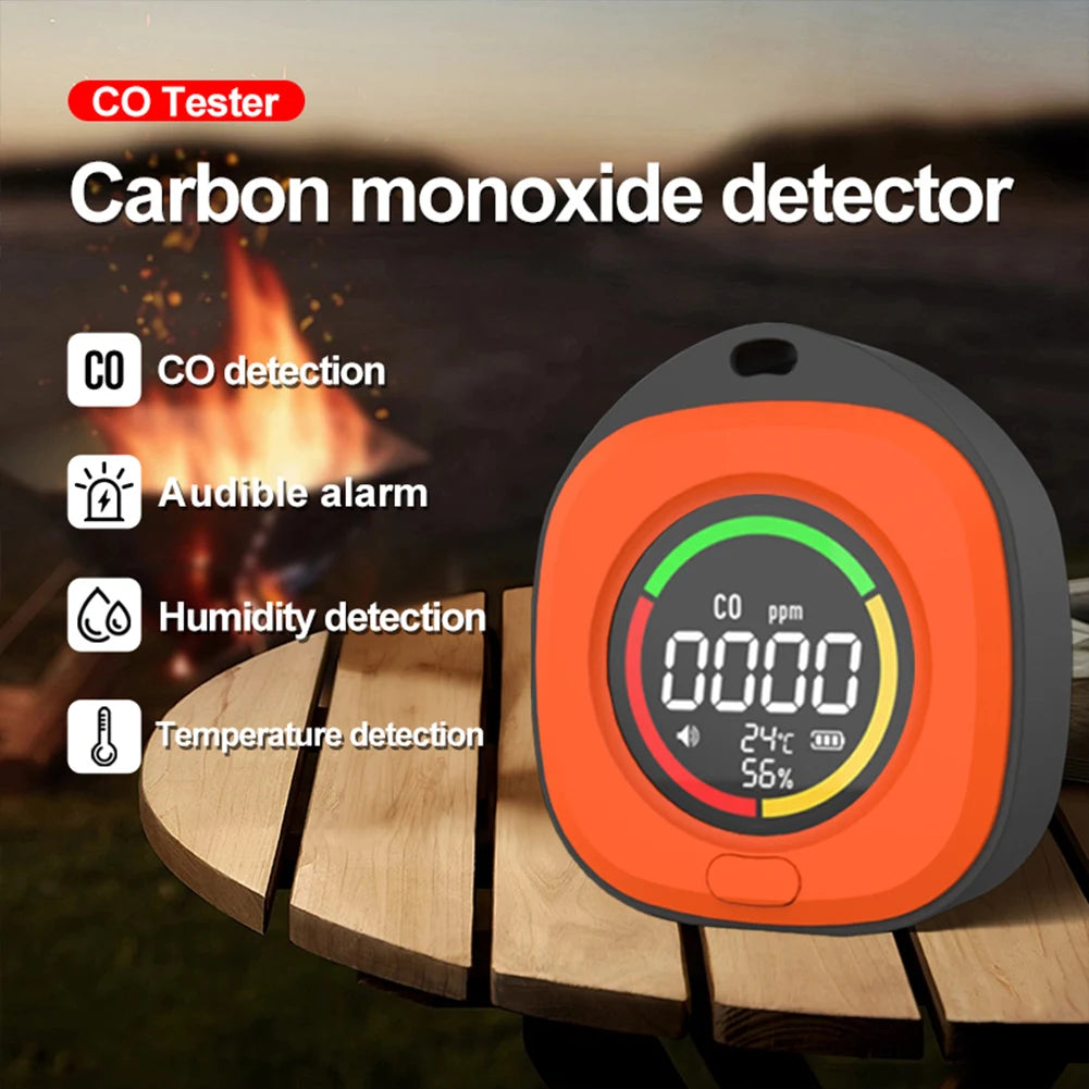 3 in 1 Portable Gas Detector Rechargeable CO Air Quality Monitor 120HR Standby CO Detector Alarm Temp Humidity Sensor for Travel