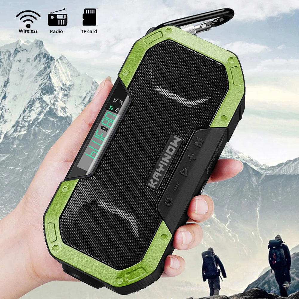 Solar Hand Crank Radio 5000Mah Power Bank Emergency Radio Bluetooth-Compatible SOS Alarm Super-Bright Flashlight for Outdoor