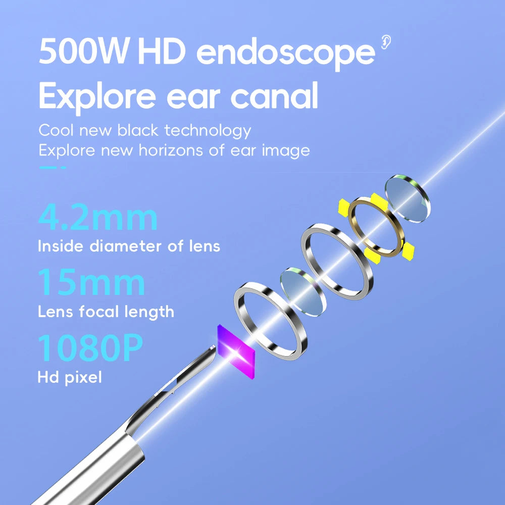 Ear Cleaner High Precision Ear Wax Removal Tool with Camera with LED Light Wireless Cleaner Smart Ear Cleaning Kit Health Care
