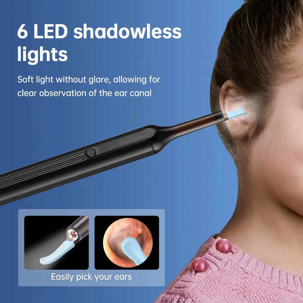 Wireless Ear Otoscope 3.0Mm Ultra-Thin Wifi Ear Scope Camera with Earwax Removal Tool Ear Cleaner for IOS Iphone Android