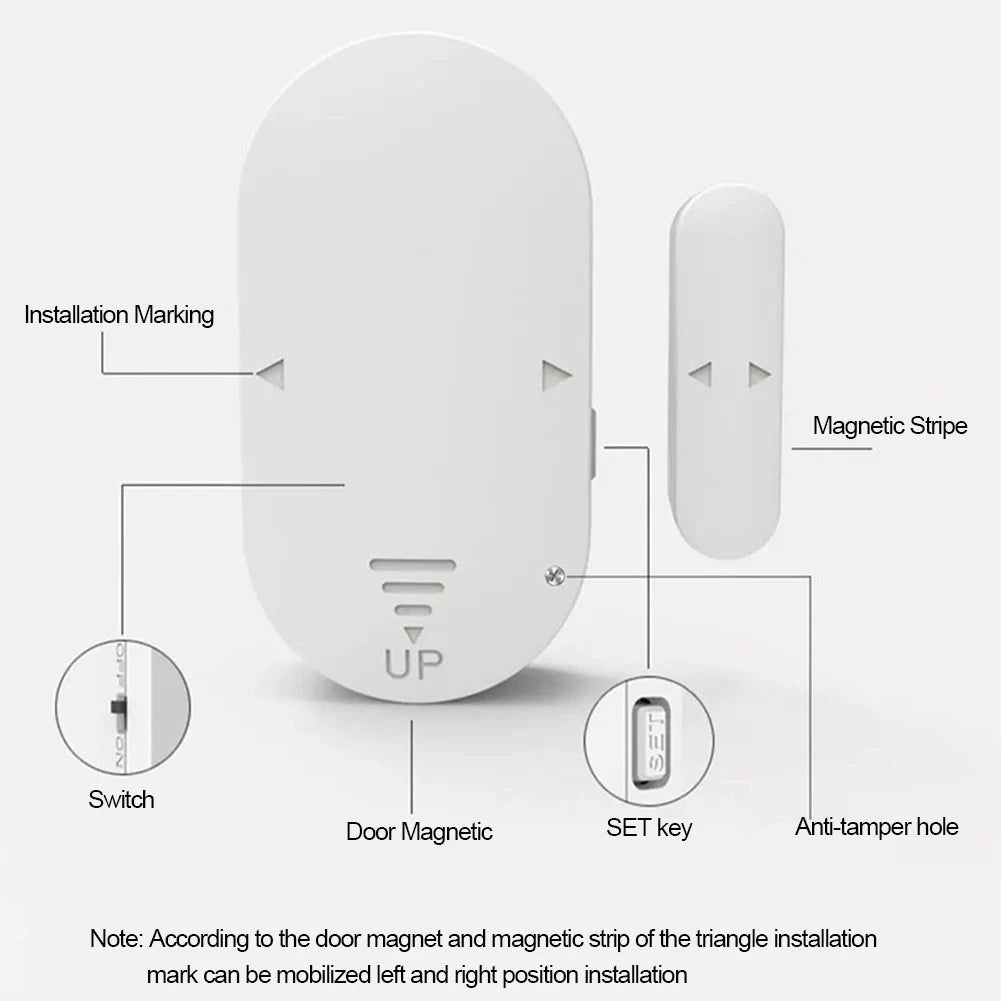 Door Window Alarm 130Db Burglar Alarm Magnetic Sensor Door and Window Open Sensor Chime for Home Garage Apartment and More