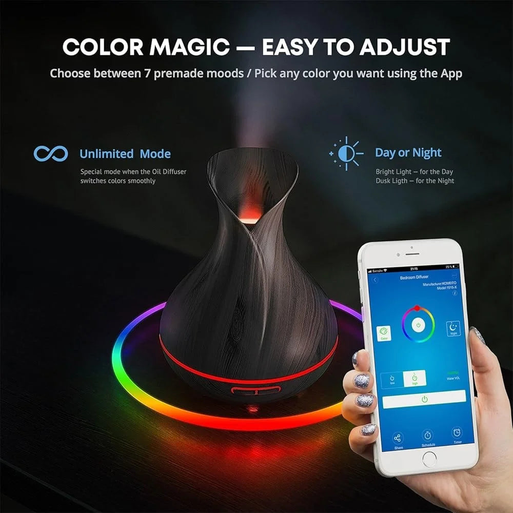 Smart Wifi Essential Oil Aromatherapy Diffuser Humidifier 400Ml Ultrasonic Voice Control Alexa Google Home App Timer