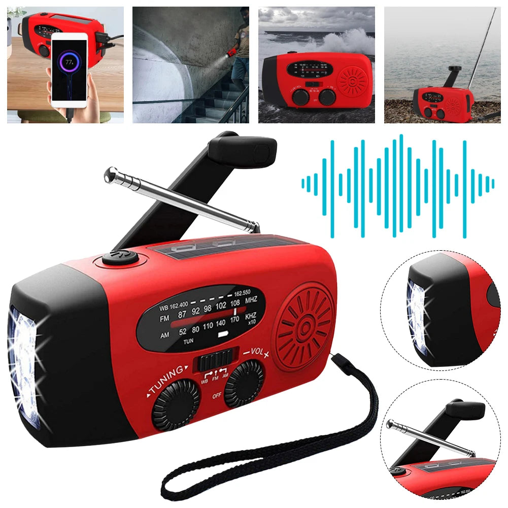 2000Mah Hand Crank Emergency Radio with LED Flashlight Power Bank Charger AM/FM/NOAA Weather Alert for Camping Hiking