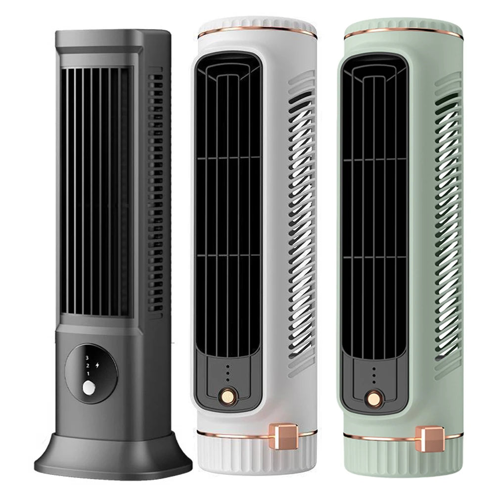 USB Rechargeable Desk Tower Fan 3 Speeds Summer Ventilation Fan Desktop Cooling Fan Portable Fan for Home Camping Fans