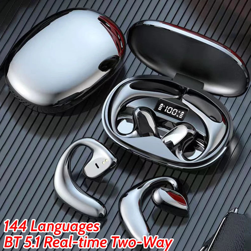 Translator Earbuds 144 Languages Bluetooth-Compatible 5.1 Translator Device Voice Translator Earbud for Travel Business Learning