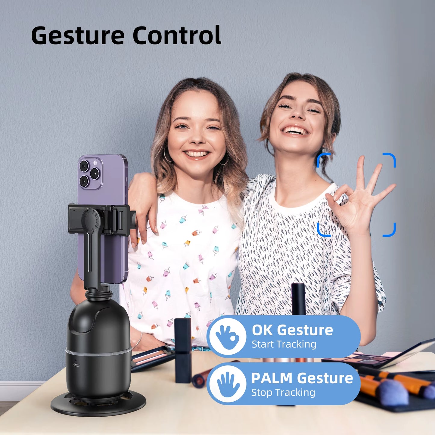P03 Gimbal Stabilizer 360 Rotation Follow Focus Auto Face Tracking Tripod Desktop Cell Phone Holder for Live/Photo