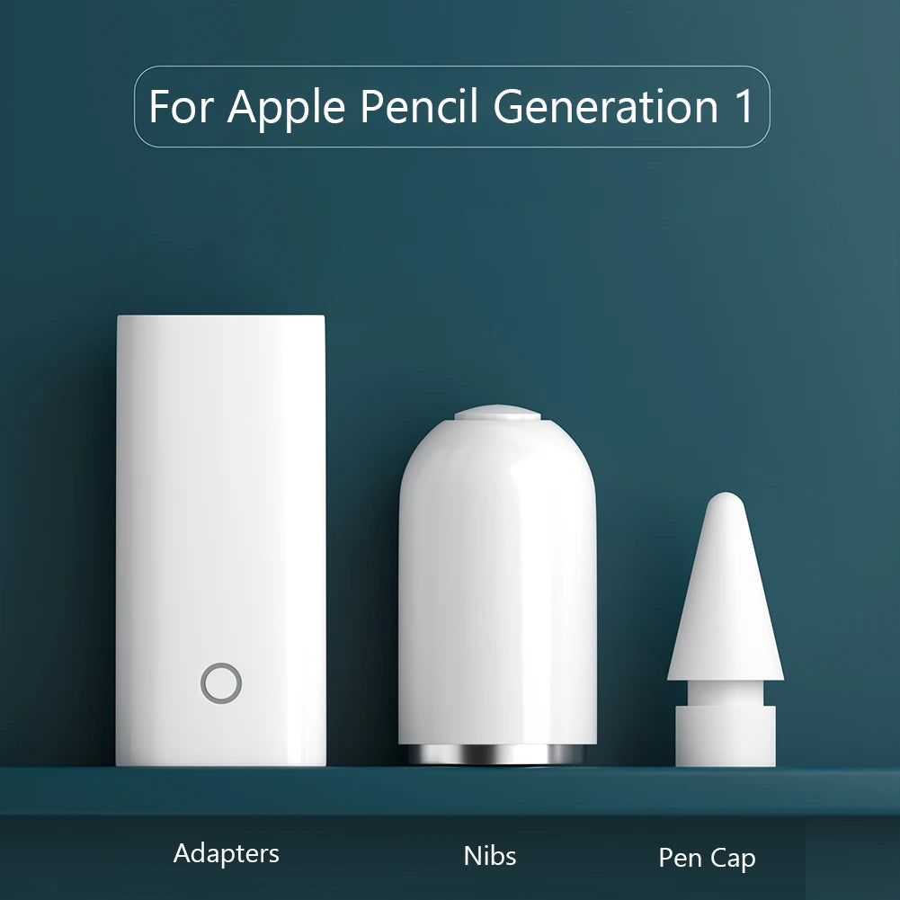 3 in 1 Magnetic Replacement Pencil Cap+Nib+Charging Adapter Pencil 1St Generation,Stylus Accessories Pencil