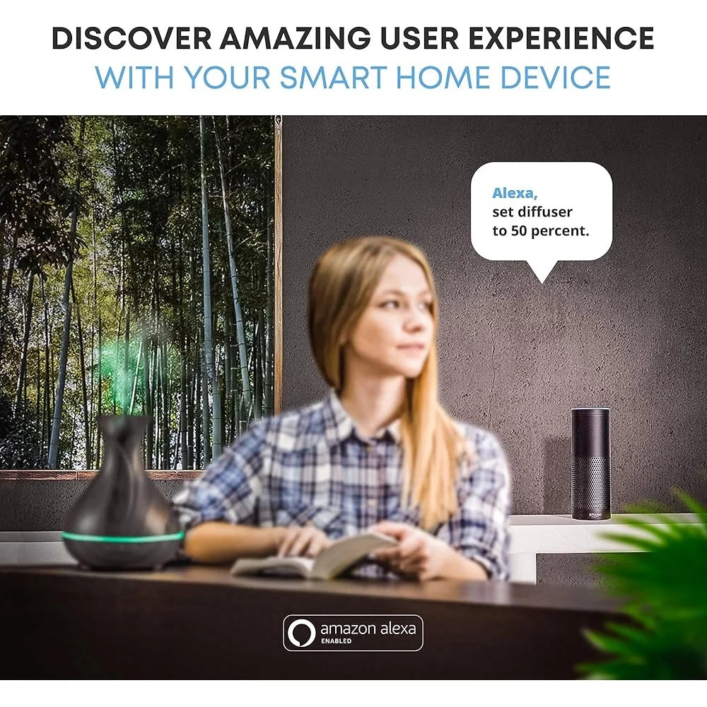 Smart Wifi Essential Oil Aromatherapy Diffuser Humidifier 400Ml Ultrasonic Voice Control Alexa Google Home App Timer