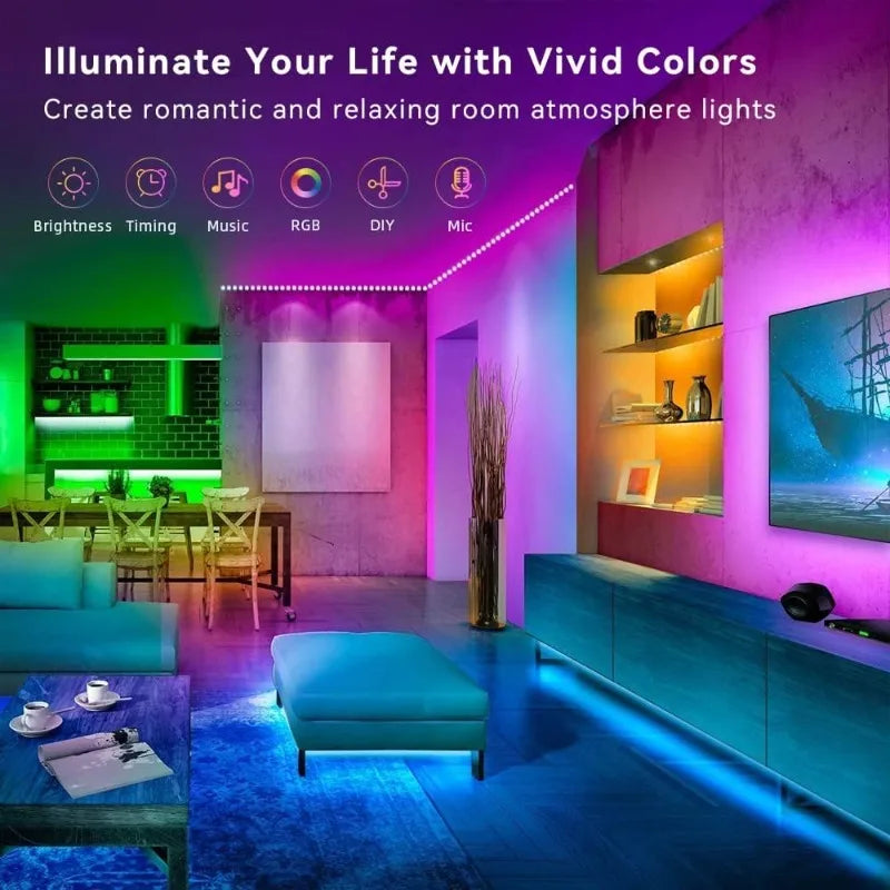 100FT Smart LED Strip Lights RGB Sync to Music with 40 Key Remote Controller LED Lights for Bedroom,Christmas Lights Decration (