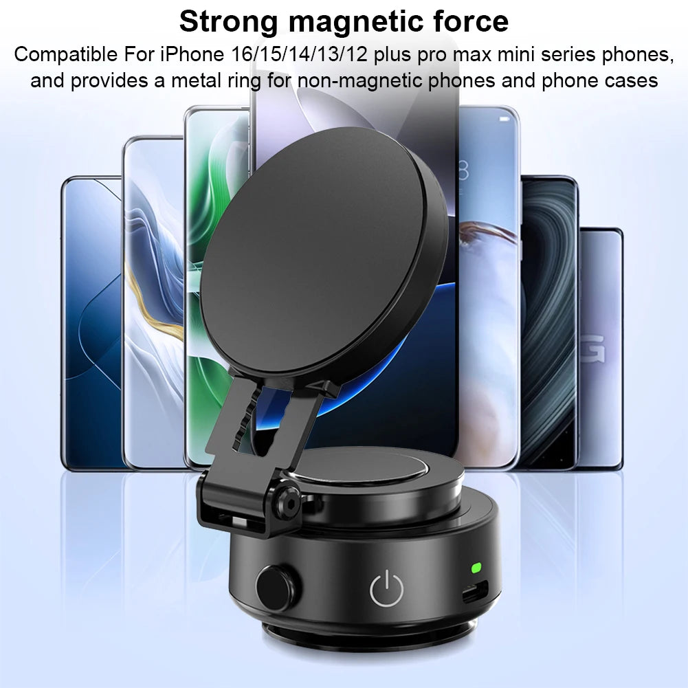 For Magsafe Magnetic Vacuum Car Phone Holder 360° Rotatable Folding Mobile Phone Holder Electric Vacuum Swivel Stand for Iphone