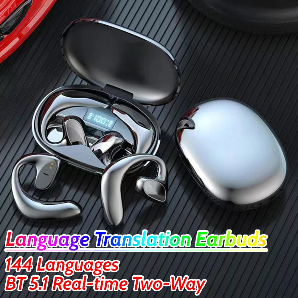 Translator Earbuds 144 Languages Bluetooth-Compatible 5.1 Translator Device Voice Translator Earbud for Travel Business Learning