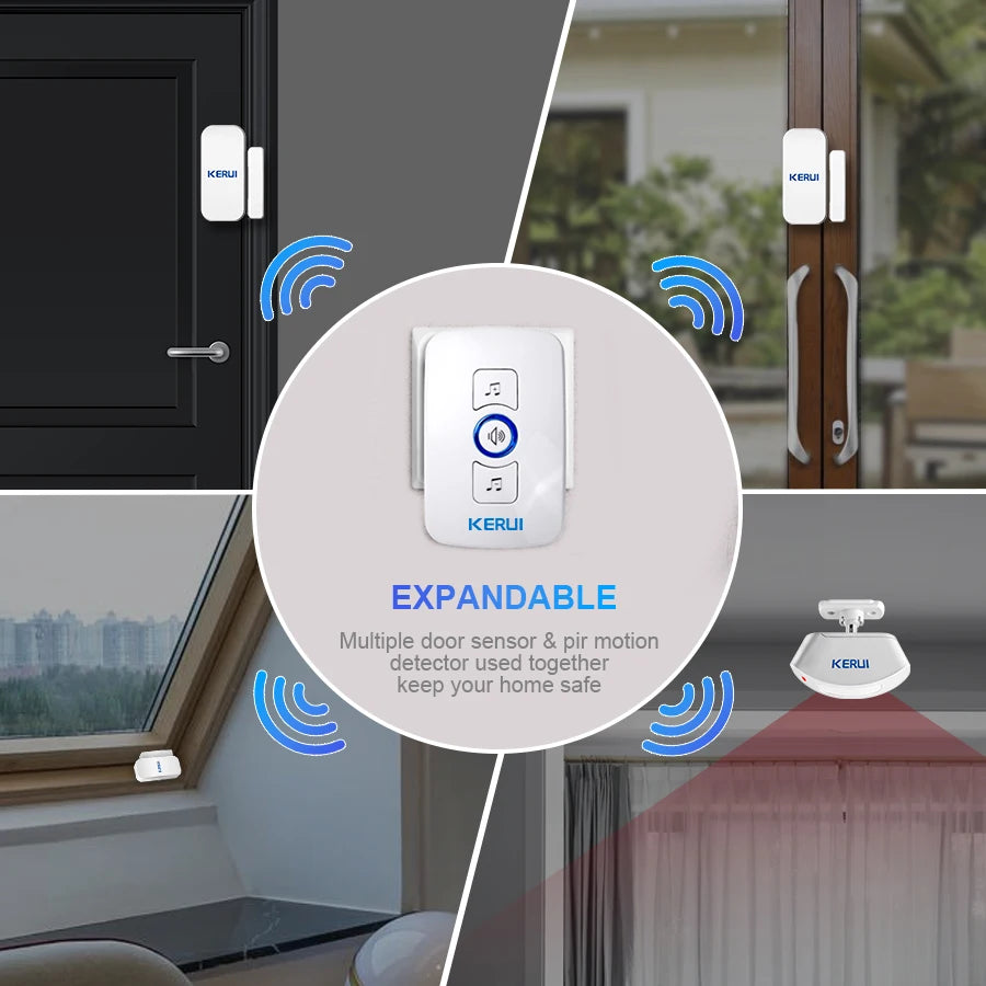Wireless Doorbell with Motion Sensor Indoor with Sound Infrared Motion Detector Alarm Door Bell for Home Security Business Hotel