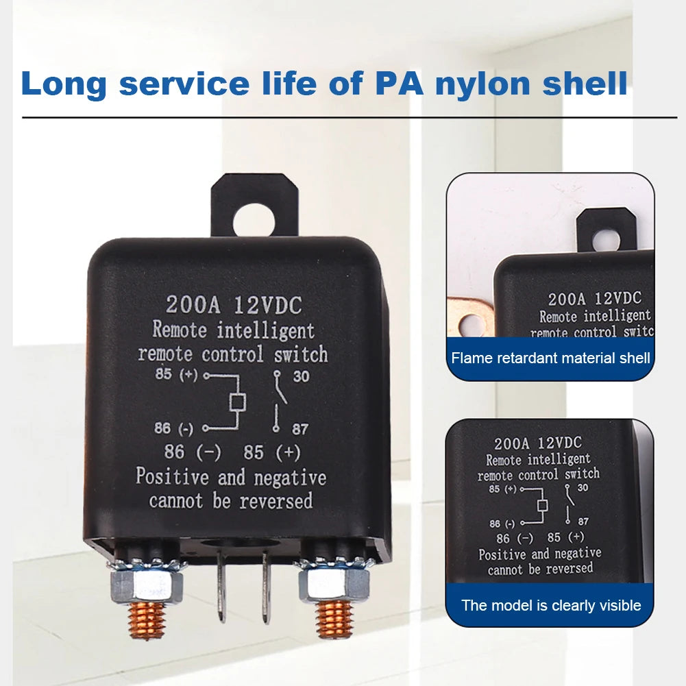 Wireless Disconnect Isolator DC 12V Wireless Remote Master Kill Cut-Off 200A Master Switches 433Mhz Car Battery Disconnect Relay