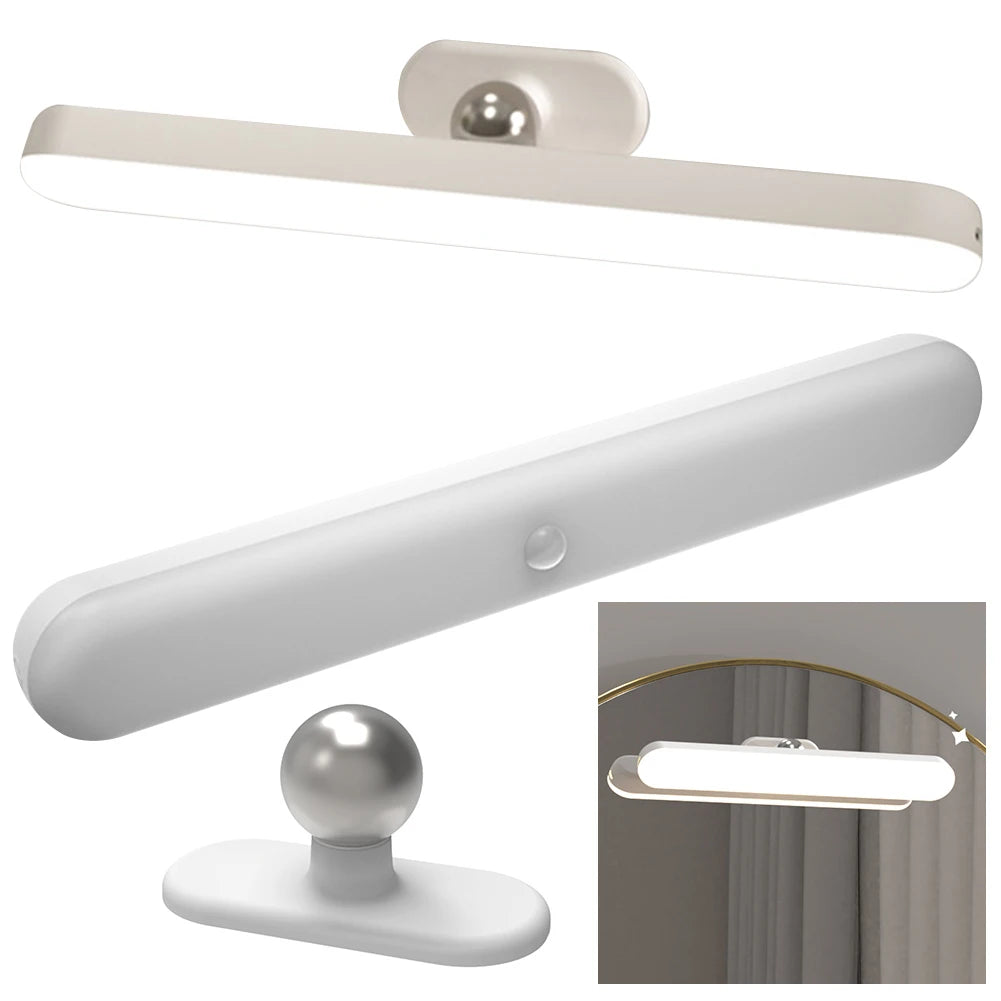 Wireless LED Makeup Mirror Light USB Charging Adjustable Color Brightness & Angle Simple Bedside Lamp for Home Bathroom