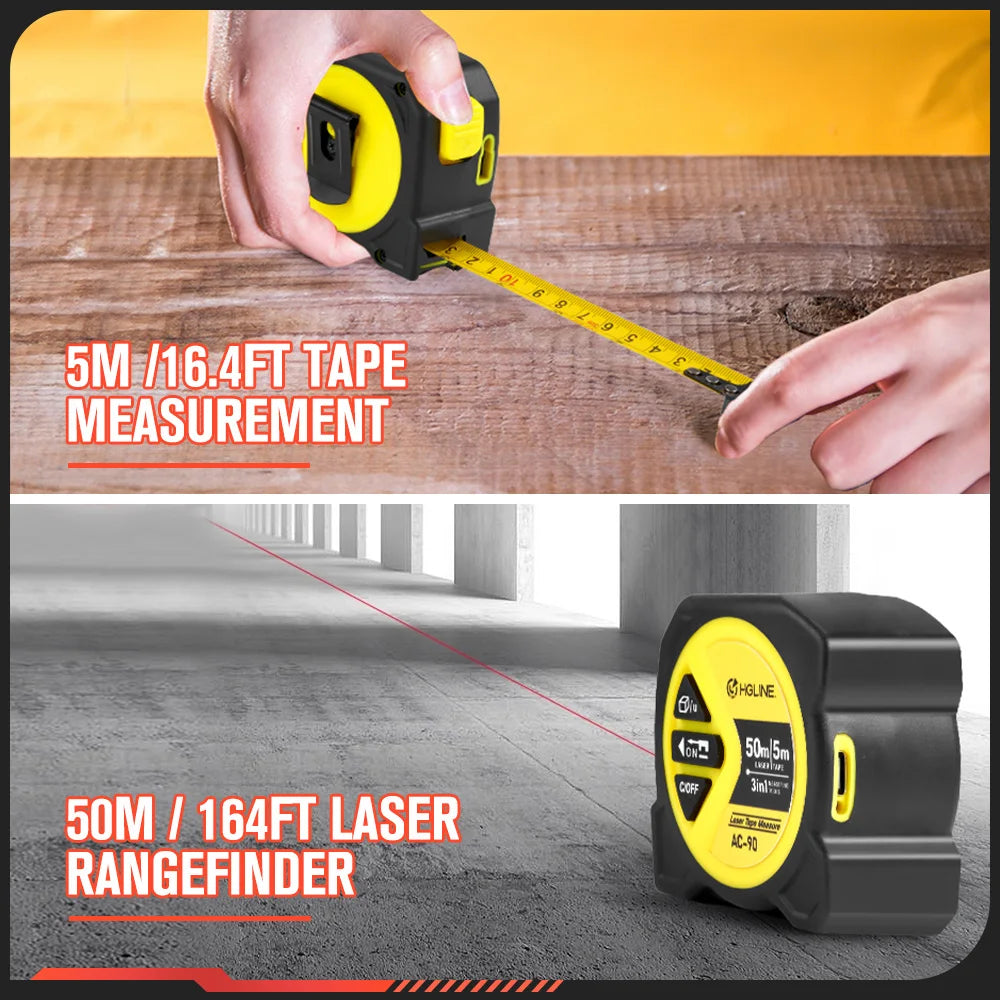50M/60M Laser Tape Measure 5M Tape Measure Ruler LCD Power Display Electronic Ruler Laser Rangefinder Measure Powertool