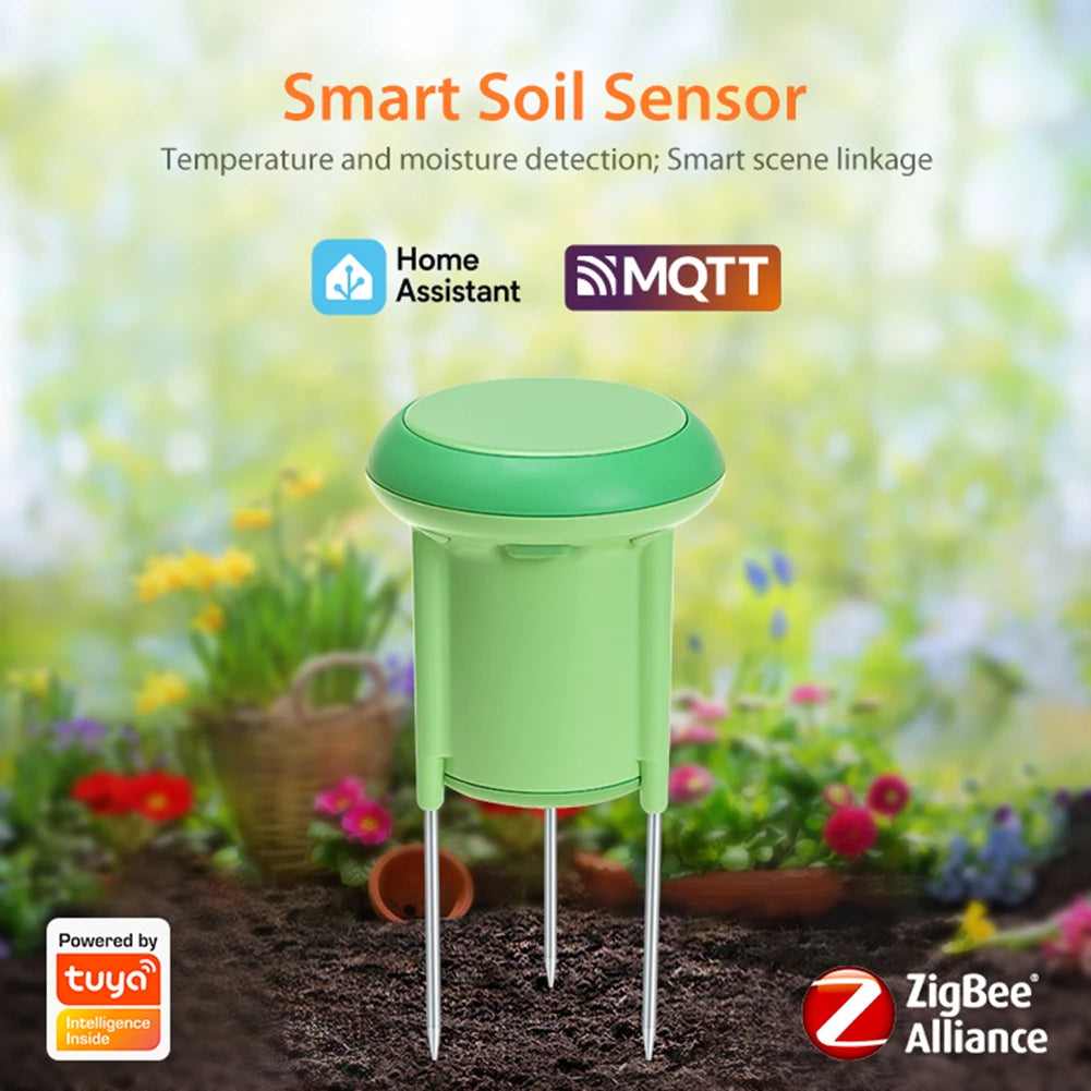 Wireless Soil Tester for Tuya Smart Zigbee IP66 Waterproof Temperature Humidity Meter APP Real Time Monitor for Greenhouse