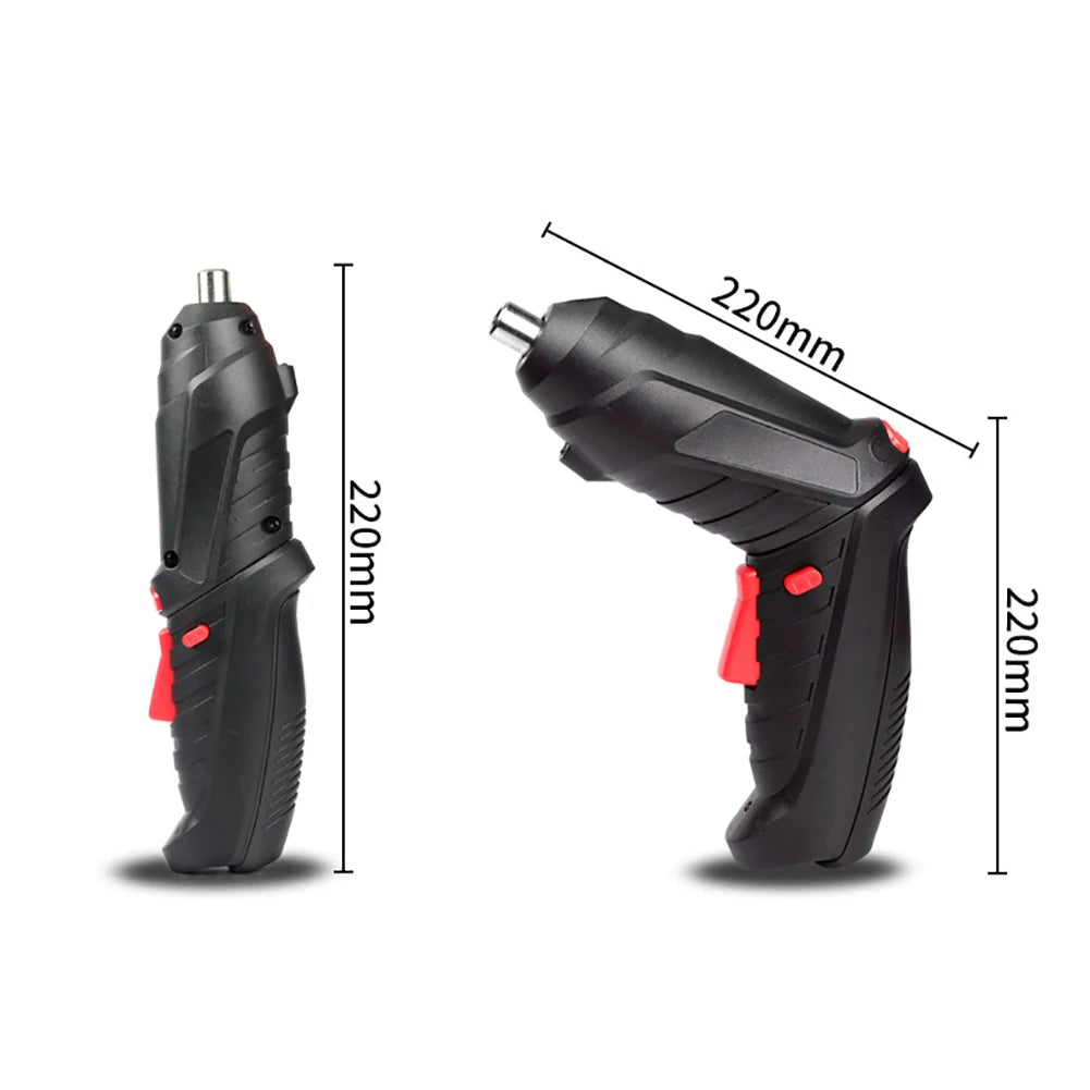 Compact 3.6V Cordless Electric Screwdriver Set with LED Light and Rotating Handle for Home Use and Easy Storage