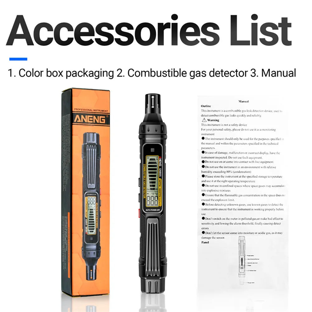 GN805 Combustible Gas Detector Sound Alarm Natural Gas Leakage Detector 50~10000PPM Methane Flammable Alcohol Gas Analyzer
