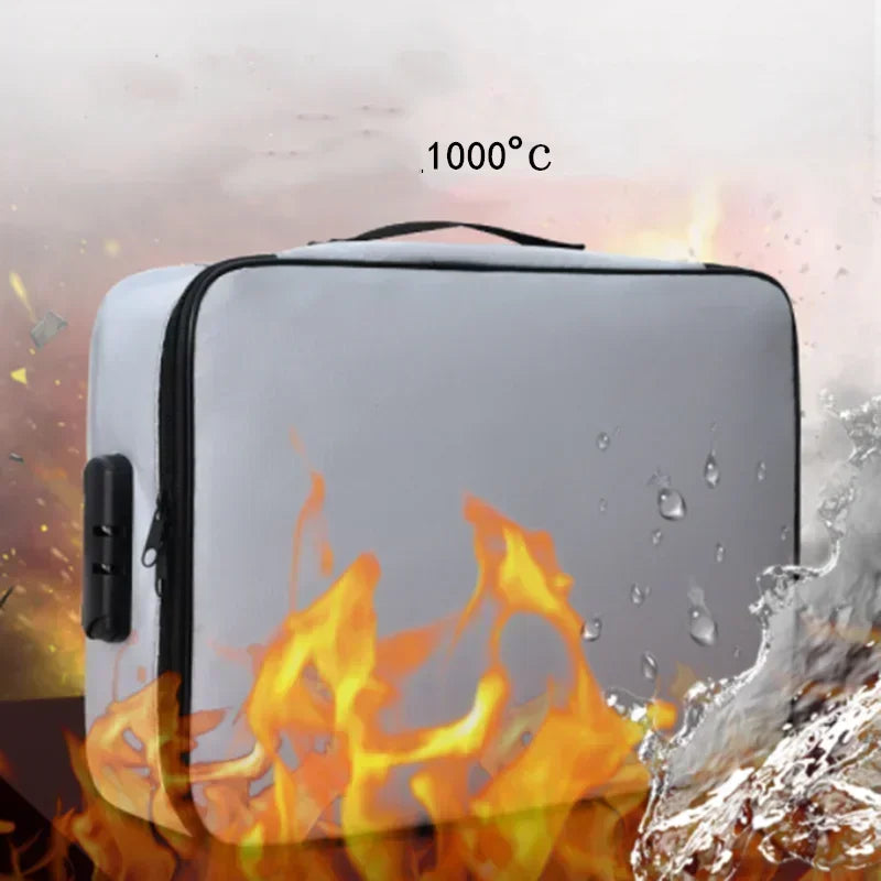 ID Storage Bag with Lock Fireproof Document Bag Briefcase Fireproof Waterproof Document Storage Storage Bag under Desk Drawers