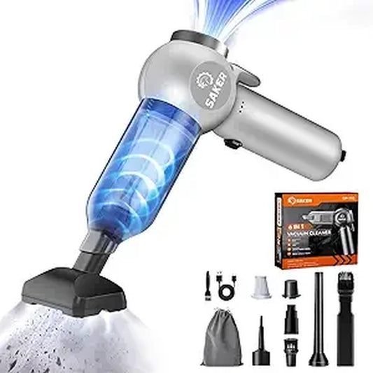 6 in 1 Car Vacuum Cleaner, 20000PA Handheld Vacuum Cordless Rechargeable 7800Mah with Type-C Reverse Charging, Window Breaker A