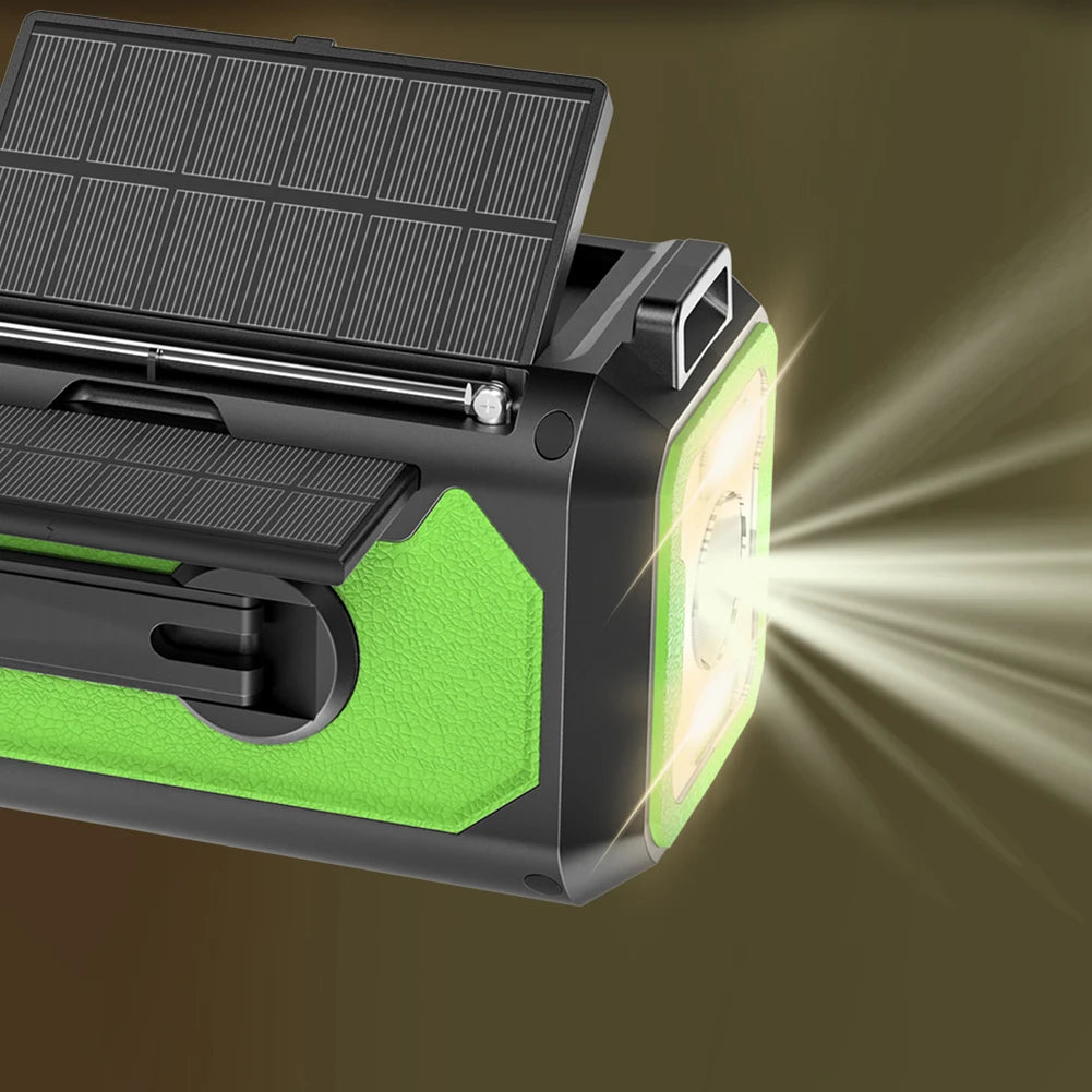 Emergency Weather Radio FM AM Hand Crank Solar Radio 2000/12000Mah Power Bank SOS Alarm with LED Flashlight for Camping Hiking
