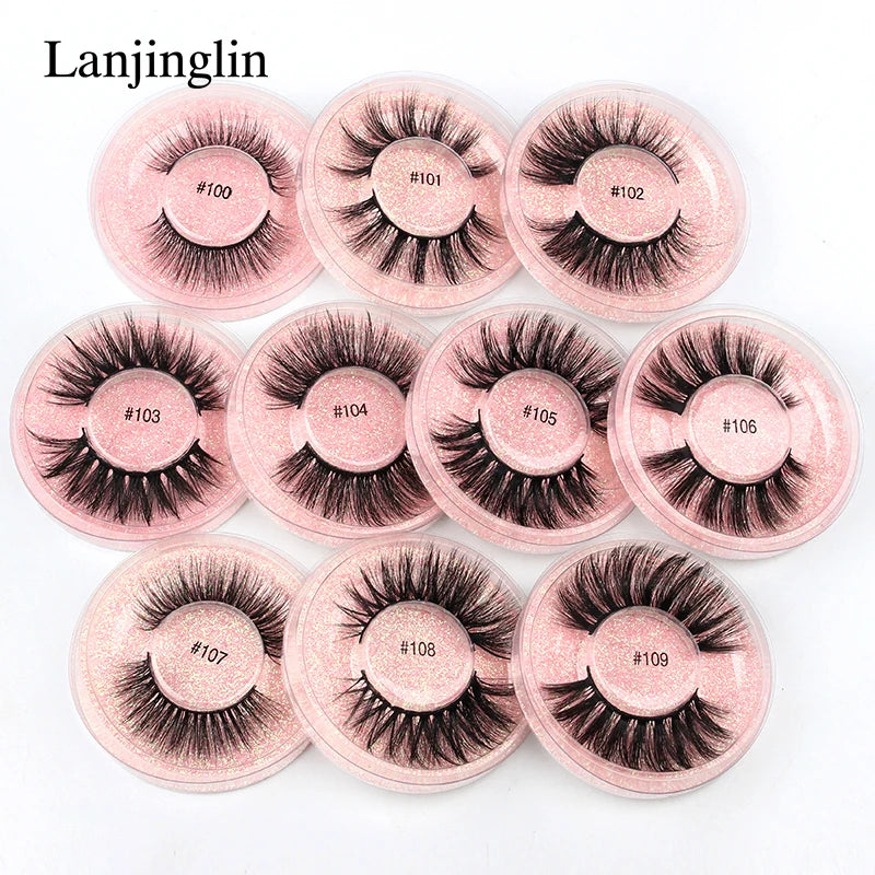 Mink Lashes Bulk Wholesale 10/50/100 Pairs 3D Mink Eyelashes Natural Fluffy False Eyelashes Pack Makeup Soft Thick Fake Lashes