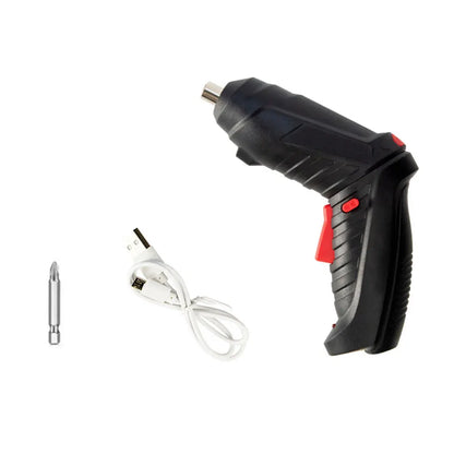 Compact 3.6V Cordless Electric Screwdriver Set with LED Light and Rotating Handle for Home Use and Easy Storage