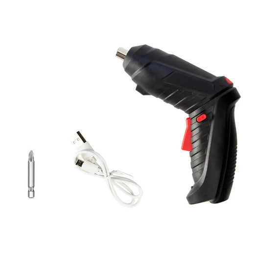 Compact 3.6V Cordless Electric Screwdriver Set with LED Light and Rotating Handle for Home Use and Easy Storage