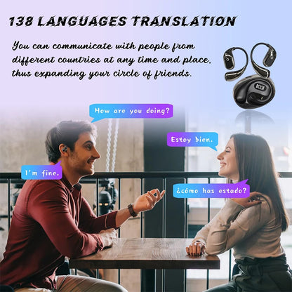 AI Language Translation Earbuds 138 Languages Bluetooth-Compatible 5.3 Translator Earbuds Translator Device for Travel Business