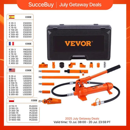 Succebuy 4/10/12/20 Ton Power Hydraulic Cylinder Jack Autobody Frame Repair Tool Kit Automotive Truck Lifting Heavy Equipment