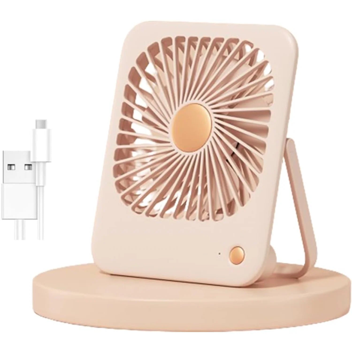 Desk Fan Small Portable USB Battery Rechargeable, Speeds 2000Mah Rechargeable Travel Fan with Max 24H Quiet Working, 180° Fold