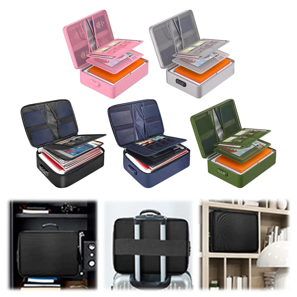 Fireproof Document Organizer with Lock Safe Storage Box Waterproof File Box for Important Documents Files and More