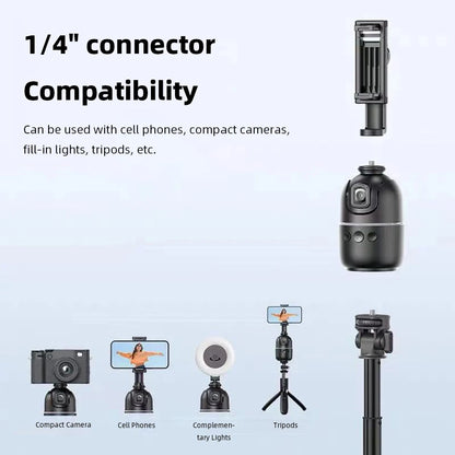 Auto Face Tracking Tripod 360° Rotation Auto Tracking Phone Holder Rechargeable Smart Shooting Stand for Tiktok Video Recording