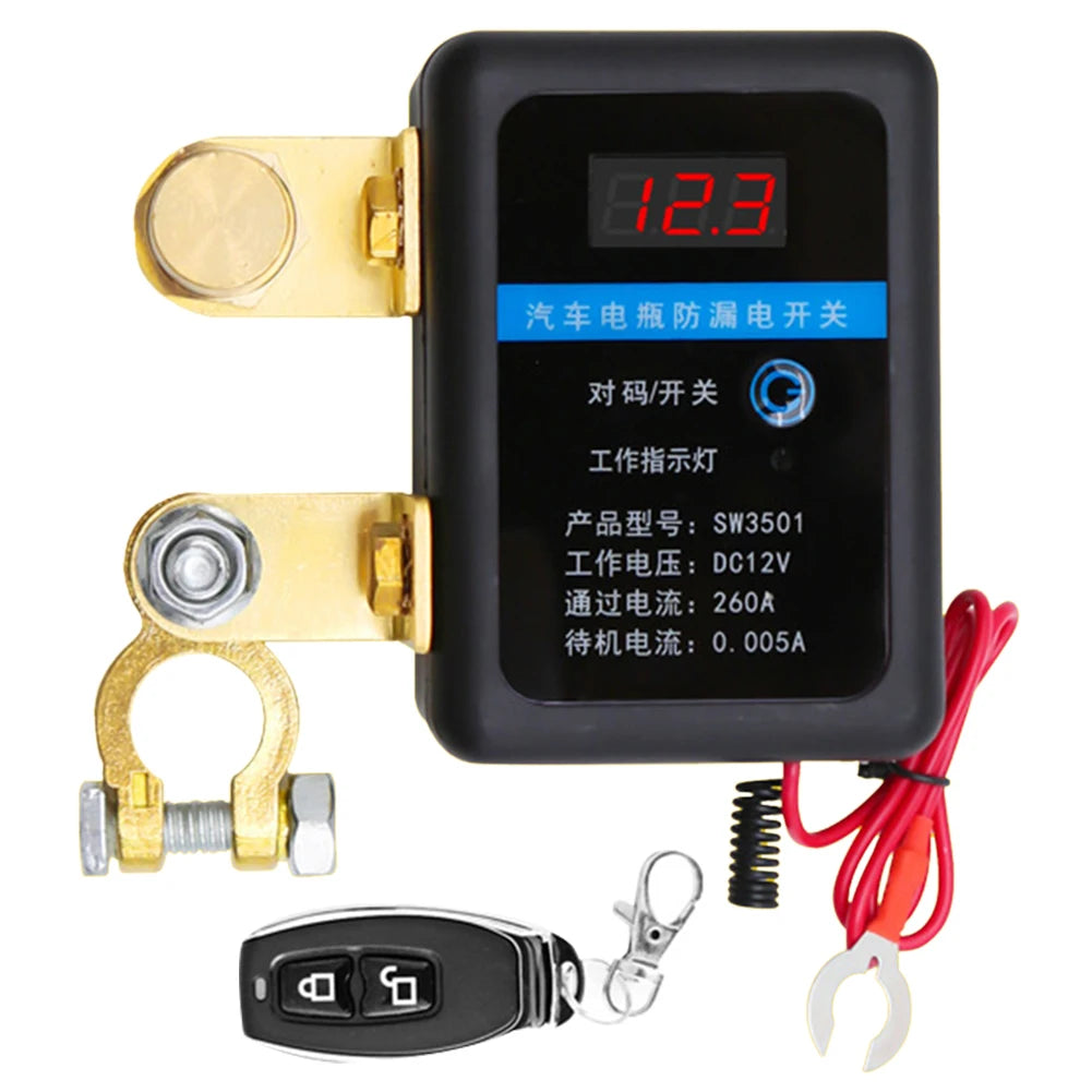 DC 12V Remote Battery Disconnect Switch 260A Automatic Power Shut off Switch Car Remote Battery Cut off Switch for Car Truck SUV