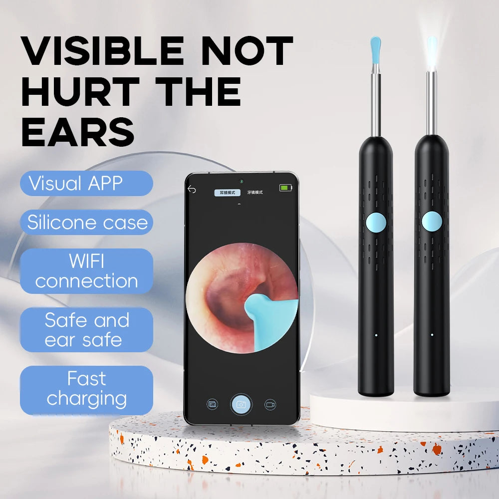 500W Pixels Smart Visual Ear Cleaner HD Endoscope with 9Pcs Ear Picking Spoon Tools Set for Adult Children Earwax Removal Tool