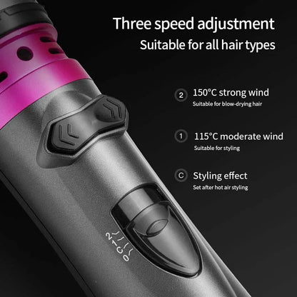 Multifunctional 3 in 1 Hot Air Auto-Rotating Hair Dryer Brush, Curling Straightening Styling