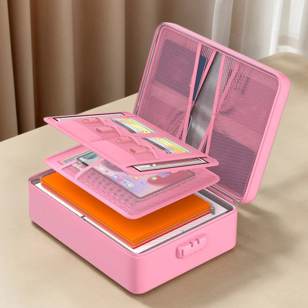 Fireproof Document Organizer with Lock Safe Storage Box Waterproof File Box for Important Documents Files and More