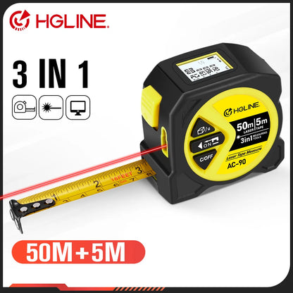 50M/60M Laser Tape Measure 5M Tape Measure Ruler LCD Power Display Electronic Ruler Laser Rangefinder Measure Powertool