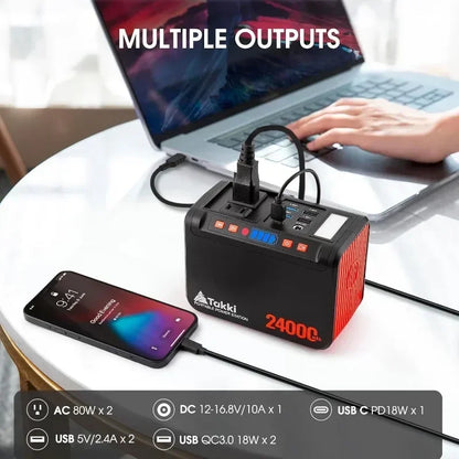 Best-Sellinghome.Power Station 88Wh, Solar Generator Power Bank with 110V AC DC USB Ports LED Flashlight for Camping Home Emerge
